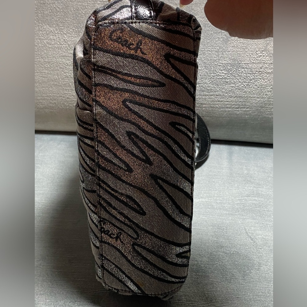 EUC coach metallic zebra print purse 10.5” x 6.5” x 3.25”; 6.5 handle drop - Picture 8 of 16